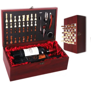 Sommelier à vin avec échiquier - coffret à vin double bouteilles